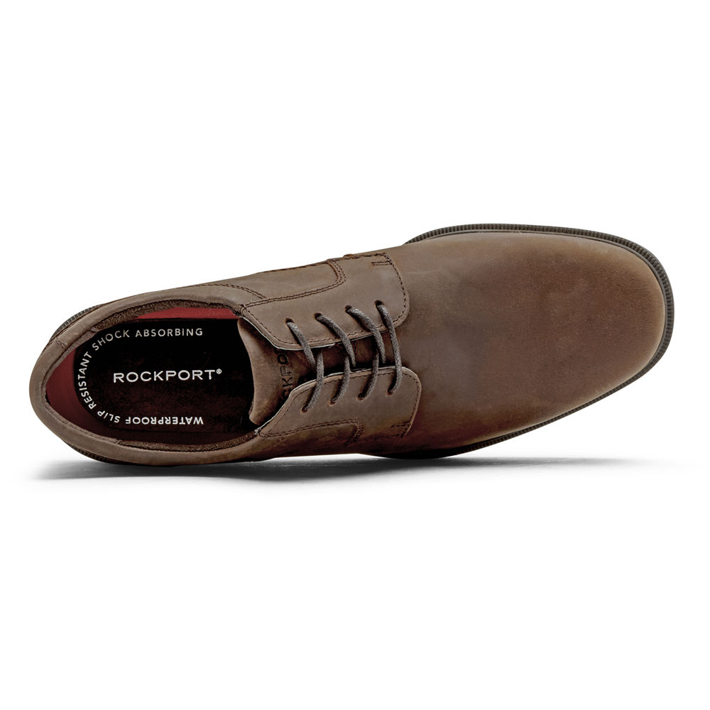 Rockport Singapore Mens Oxfords - Robinsyn Waterproof Plain Toe Brown - MO0829673